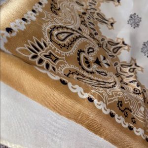 gold and white bandana